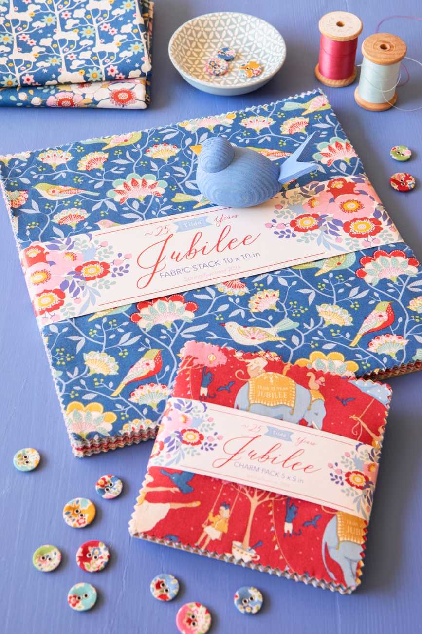 Tilda Patchwork Stoff Baumwolle - Jubilee - Bird Tree Blue